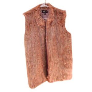 Faux Fur Sleeveless Vest Love By Design Womens L Beige Brown Polyester #I-4-37